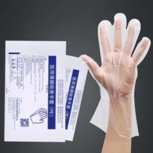 how to use professional disposable surgical waterproof pe gloves 2