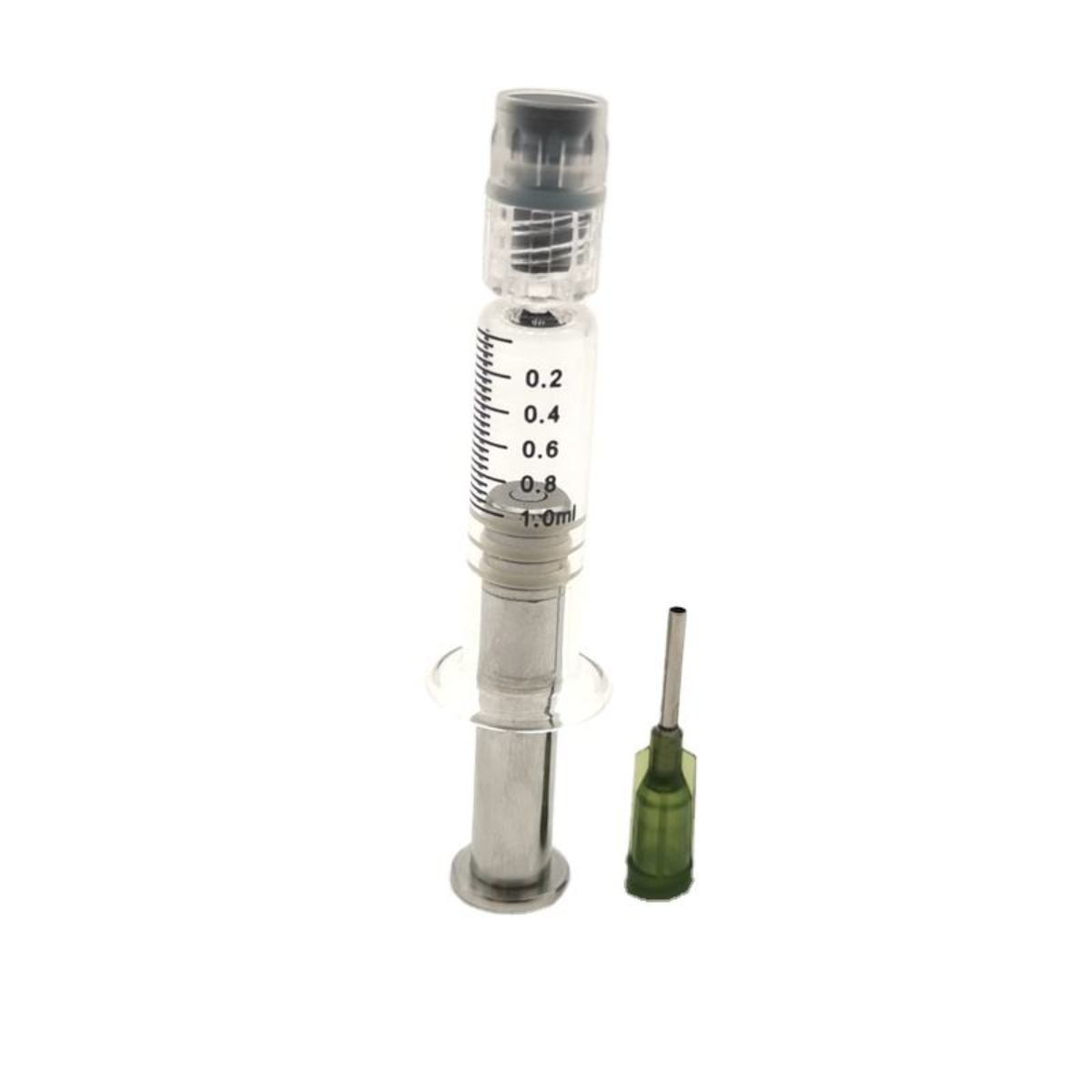 Prefilled 1ml Luer Slip Glass Syringe with Metal Blunt Tip - Image 2