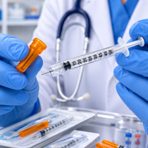 buy reliable best selling 1ml safety insulin syringe with fixed needle 3