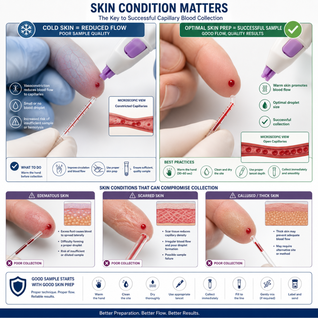 How Cold or Punctured Skin Affects Capillary Blood Collection Systems Performance